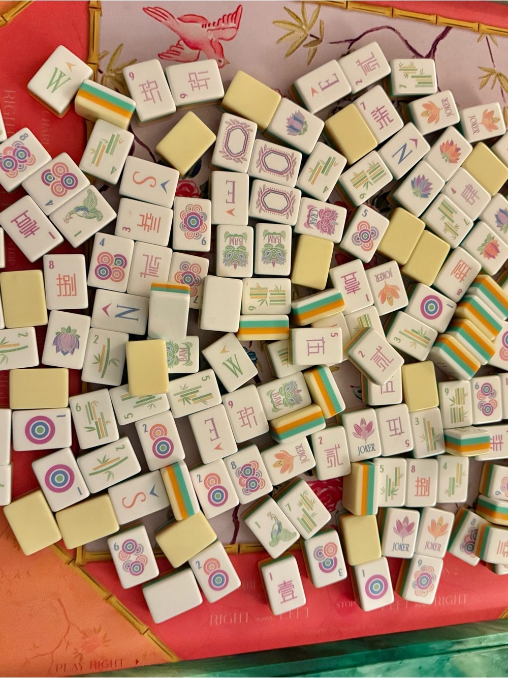 Colorful Mahjong Tiles Set - White, Yellow, Teal, Orange Accents - Picture 2 of 2